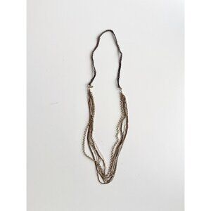 CLUB MONACO Multi Beaded Chain Braided Suede Leather Long Opera Necklace